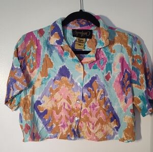 Women's Multicolor Button-Up Top Size M #602
